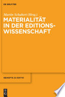 Materialität in der Editionswissenschaft /
