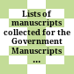 Lists of manuscripts collected for the Government Manuscripts Library by the professors of Sanskrit at the Deccan and Elphinstone Colleges since 1895 and 1899