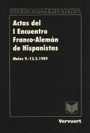 Actas del I Encuentro Franco-Alemán de Hispanistas : : 9-12. 3, 1989 /
