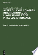 Actes du XXIIe Congrès International de Linguistique et de Philologie Romanes : : Bruxelles, 23-29 juillet 1998.