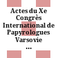 Actes du Xe Congrès International de Papyrologues : Varsovie - Cracovie 3 - 9 Septembre 1961