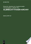 Albrecht-Thaer-Archiv : : Arbeiten aus den Gebieten Bodenkunde, Pflanzenernährung, Acker- und Pflanzenbau.