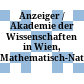 Anzeiger / Akademie der Wissenschaften in Wien, Mathematisch-Naturwissenschaftliche Klasse