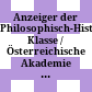Anzeiger der Philosophisch-Historischen Klasse / Österreichische Akademie der Wissenschaften