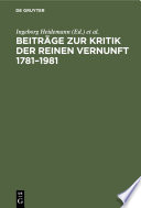 Beiträge zur Kritik der reinen Vernunft 1781-1981 /