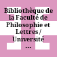 Bibliothèque de la Faculté de Philosophie et Lettres / Université Catholique de Louvain