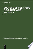 Culture et Politique / Culture and Politics.