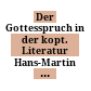 Der Gottesspruch in der kopt. Literatur : Hans-Martin Schenke zum 65. Geburtstag