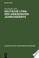 Deutsche Lyrik des siebzehnten Jahrhunderts : : In Auswahl /