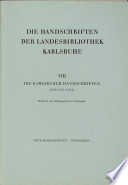 Die Handschriften der Badischen Landesbibliothek in Karlsruhe