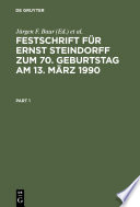 Festschrift für Ernst Steindorff zum 70. Geburtstag am 13. März 1990 /