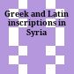 Greek and Latin inscriptions in Syria