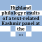 Highland philology : results of a text-related Kashmir panel at the 31st DOT, Marburg 2010