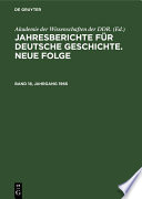 Jahresberichte für deutsche Geschichte. Neue Folge.