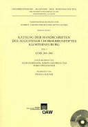 Katalog der Handschriften des Augustiner Chorherrenstiftes Klosterneuburg