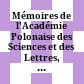 Mémoires de l'Académie Polonaise des Sciences et des Lettres, Classe des Sciences Mathématiques et Naturelles