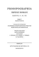 Prosopographia Imperii Romani : saec. I, II, III