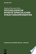 Psychologische Effekte sprachlicher Strukturkomponenten /