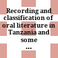 Recording and classification of oral literature in Tanzania and some other parts of Africa : papers