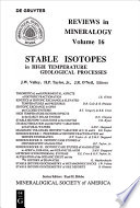 Stable Isotopes in High Temperature Geological Processes /