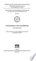 Textsorten und Textkritik : Tagungsbeiträge