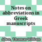 Notes on abbreviations in Greek manuscripts
