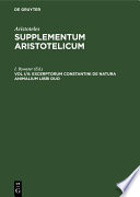 Supplementum Aristotelicum : : Editum consilio et auctoritate academiae litterarum regiae Borussicae.