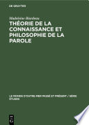 Théorie De La Connaissance Et Philosophie De La Parole : : Dans Le Brahmanisme Classique /