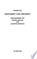 Monument und Inschrift : : Gesammelte Aufsätze zur senatorischen Repräsentation in der Kaiserzeit /