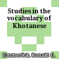 Studies in the vocabulary of Khotanese