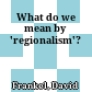What do we mean by 'regionalism'?