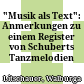 "Musik als Text": Anmerkungen zu einem Register von Schuberts Tanzmelodien