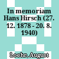 In memoriam Hans Hirsch : (27. 12. 1878 - 20. 8. 1940)