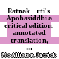 Ratnakīrti's Apohasiddhi : a critical edition, annotated translation, and study