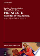 Metatexte : : Erzählungen von schrifttragenden artefakten in der alttestamentlichen und mittelalterlichen literatur /