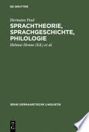 Sprachtheorie, Sprachgeschichte, Philologie : : Reden, Abhandlungen und Biographie /