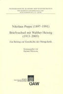 Nikolaus Poppe (1897 - 1991) - Briefwechsel mit Walther Heissig (1913 - 2005) : ein Beitrag zur Geschichte der Mongolistik