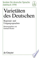 Varietäten des Deutschen : : Regional- und Umgangssprachen /
