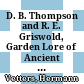 D. B. Thompson and R. E. Griswold, Garden Lore of Ancient Athens : Princeton, N. J., American School of Classical Studies at Athens. 1963. 35 S., 51 Abb., 8° (Athens, Excavations of the Athenian Agora, Picture book, 8)