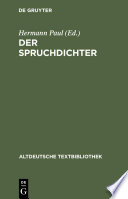 Gedichte : : Teil 1: Der Spruchdichter /